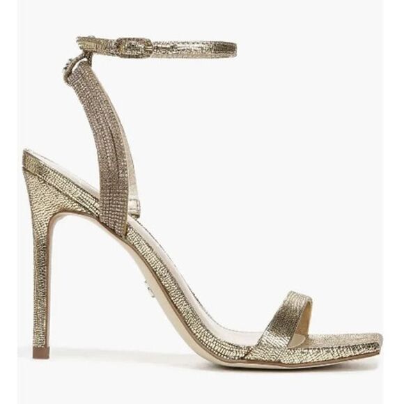 Sam Edelman Ophelia Gold Open Toe Heels Sz. 6 - Picture 2 of 12